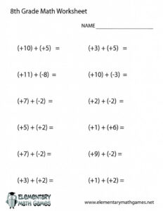 8Th Grade Math Worksheets Printable With Answers Lobo Black Db excel