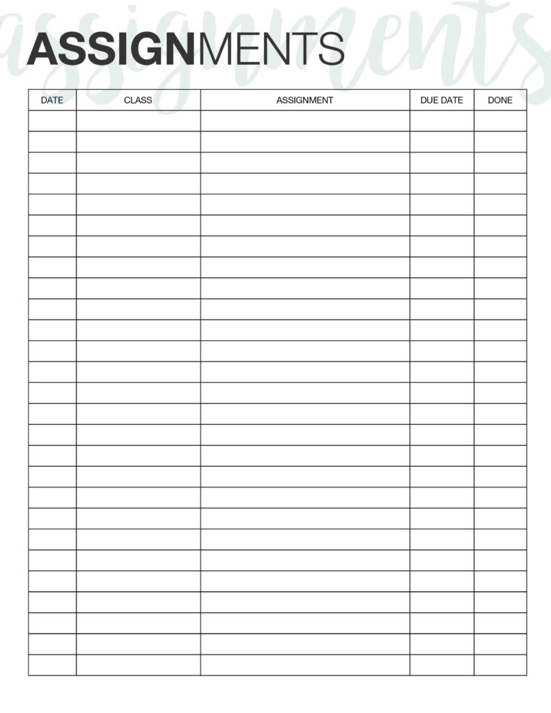 Assignment Tracker Here s A Simple FREE Printable That You Can Use To 