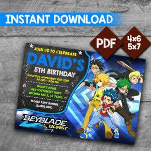 Beyblade Invitation Beyblade Burst Invitation Beyblade Burst Etsy