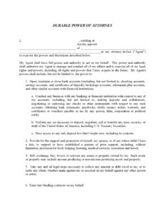 Blank Durable Power Of Attorney Form Free Printable Legal Forms