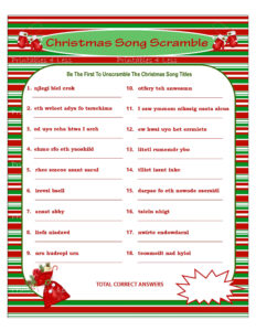 Christmas Scramble Christmas Song Game Printable Christmas Etsy