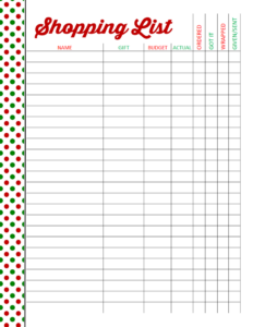 Christmas Shopping For Kids FREE SHOPPING PRINTABLE Christmas