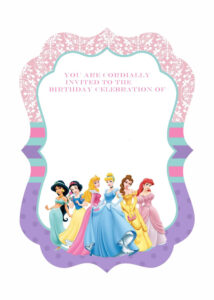 Cool FREE Template Free Printable Ornate Disney Princesses Invitation