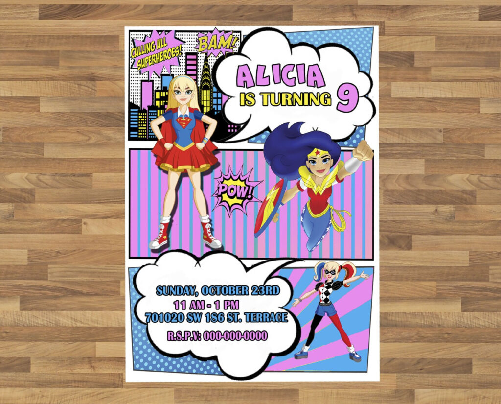 DC Super Hero Girls Birthday Party Invitation Digital