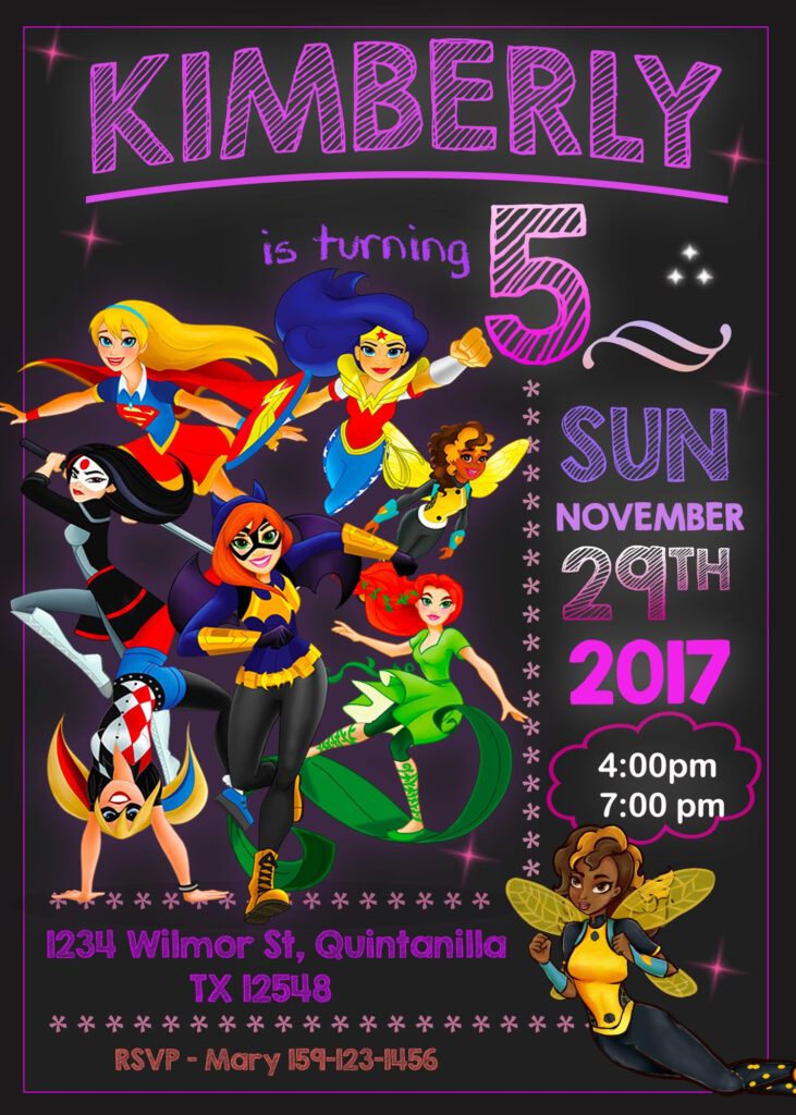 DC Superhero Girls Birthday Invitation Oscarsitosroom Superhero 