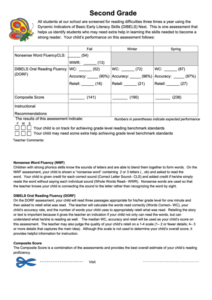 Dibels Literacy Skills Assessment Form Second Grade Printable Pdf