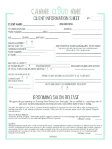 Dog Grooming New Client Form 2020 2022 Fill And Sign Printable