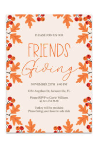 Fall Leaves Printable Invitation Friendsgiving Invitations Free