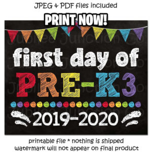 First Day Of PRE K3 Sign Pre K3 School Chalkboard First Day Of Pre K3