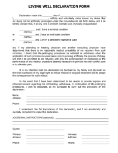 Florida Living Will Form Fillable PDF Free Printable Legal Forms