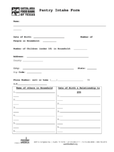 Food Bank Application Form Fill Online Printable Fillable Blank