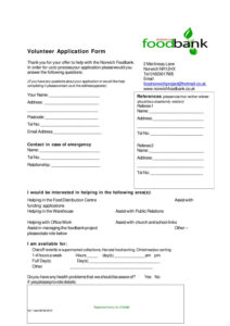 Food Bank Volunteer Application Form By Andrew Frere Smith Issuu