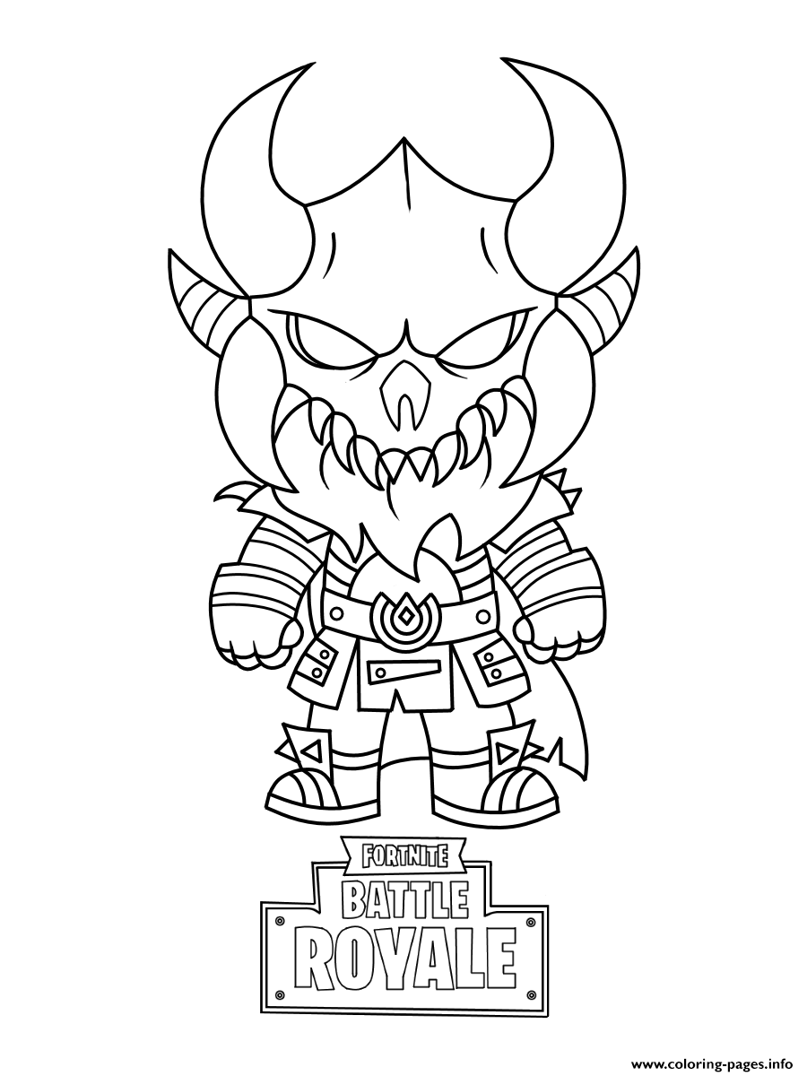 Fortnite Mini Cute The Dark Viking Coloring Page Printable