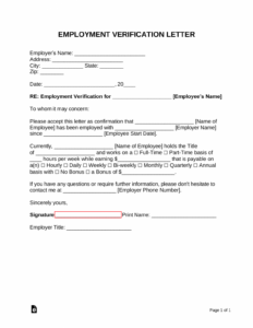 Free Employment Income Verification Letter PDF Word EForms