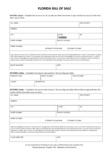 Free Florida Firearm Bill Of Sale Form PDF DOCX