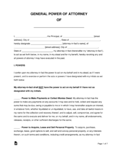 Free General Financial Power Of Attorney Form Word PDF EForms