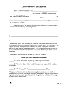 Free Limited Special Power Of Attorney Form PDF Word EForms