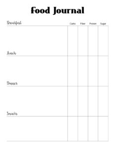 FREE Low Carb Daily Food Journal Printable