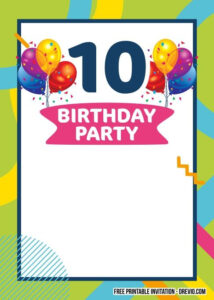 FREE Printable 10th Birthday Invitation Templates 10th Birthday