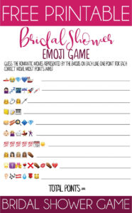 Free Printable Bridal Shower Name The Emoji Game