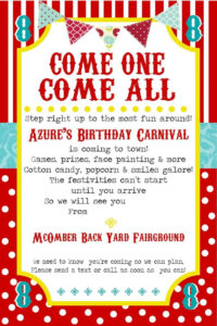 Free Printable Carnival Party Invitation Template Carnival Birthday