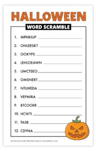 Free Printable Halloween Word Scramble In 2020 Halloween Words