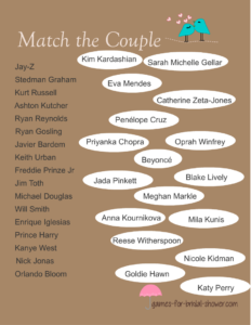 Free Printable Match The Celebrity Couple Game