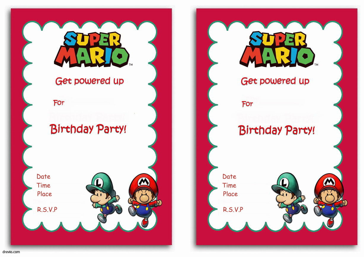 Free Printable Super Mario Bros Invitation Template FREE PRINTABLE