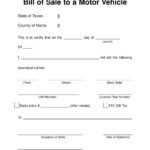 Free Texas Car Bill Of Sale Template Fillable Forms