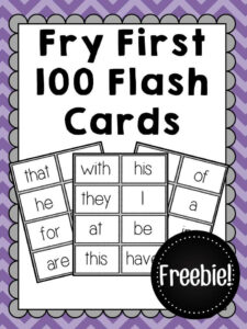 FREEBIE Fry First 100 Sight Word Flash Cards Freebie These Printable