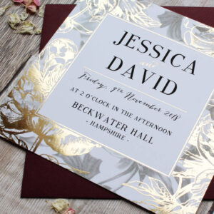 Gilded Flowers Gold Foil Wedding Invitation By Vanilla Retro Stationery