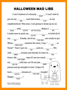 Halloween Mad Libs Printable My Sister s Suitcase Halloween Mad