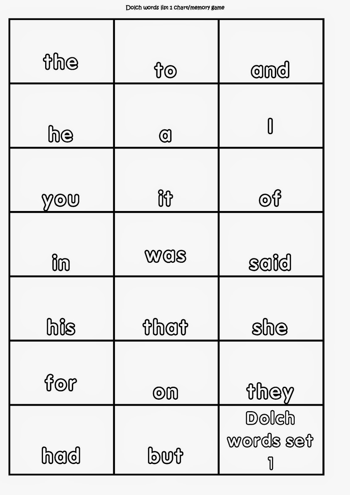 I Teacher Sight Words Games Memory Game And Loop Cards Printables