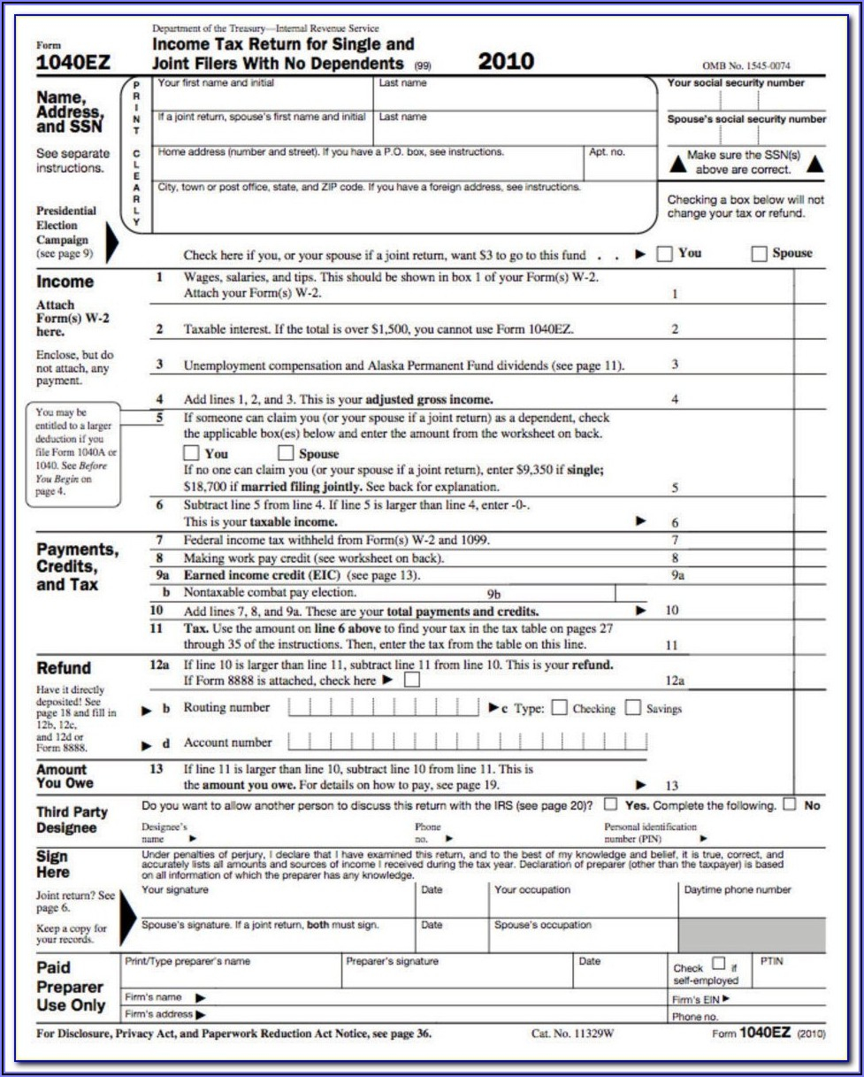 Irs Tax Form 1040ez 2019 Form Resume Examples A19X84R94k