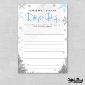 Its Cold Outside What s In The Diaper Bag Baby Shower Game Snowy