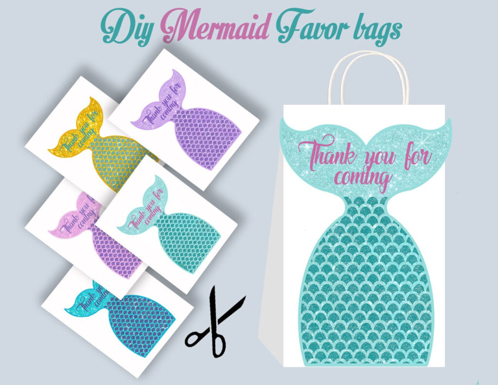 Mermaid DIY Favor Bag Template Mermaid Party Bags Printable Etsy