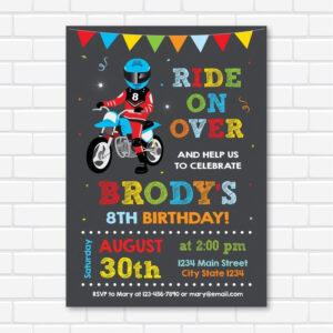 Motocross Birthday Invitation Dirt Bike Invitation Motocross Etsy In