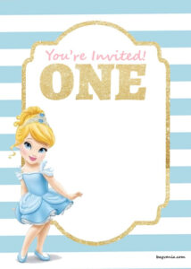 Nice FREE Printable Disney Princess 1st Birthday Invitations Templates