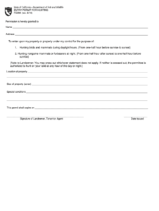 Ohio Hunting Permission Slip Fill Out And Sign Printable PDF Template