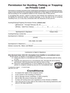 Ohio Hunting Permission Slip Form Fill Out And Sign Printable PDF