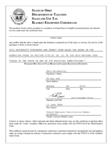 Ohio Tax Exempt Form Fill Online Printable Fillable Blank PdfFiller