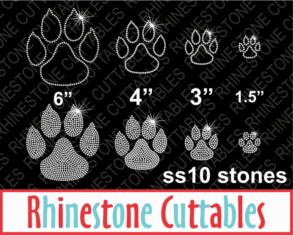 Rhinestone Paw Print SVG DXF EPS Rhinstone Template