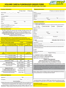 Subway Order Form Fill Online Printable Fillable Blank PdfFiller