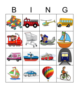 Transportation Bingo Card