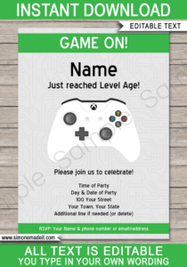 Xbox Party Invitations Template