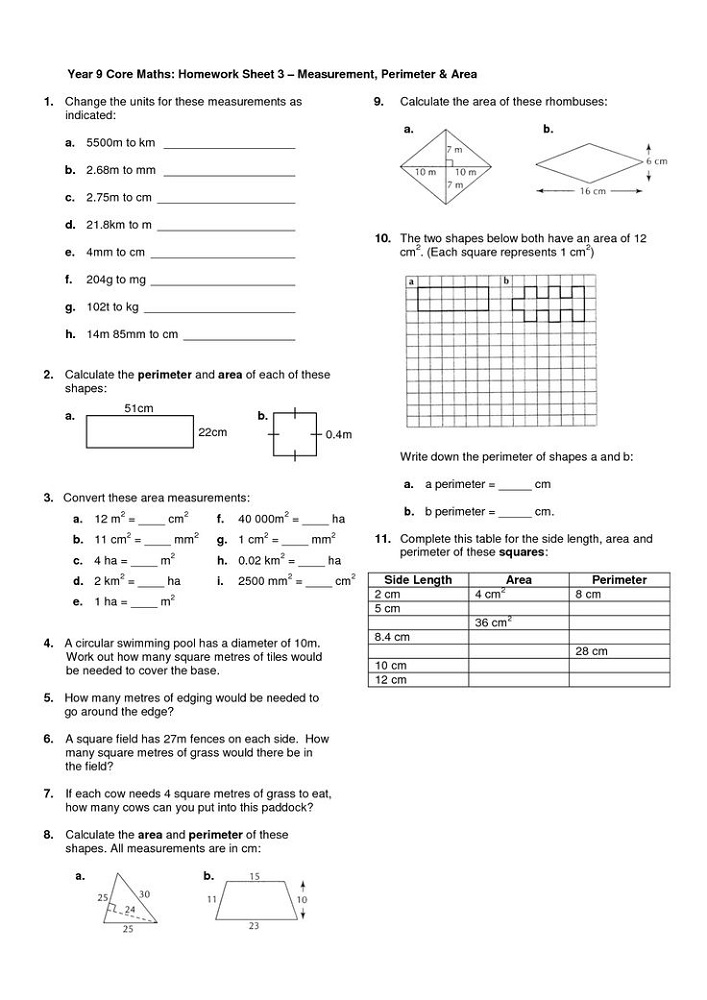 Year 4 Homework Sheet Prinable Educative Printable