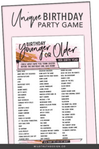 Younger Or Older Women s Birthday Party Game 106B Wild Truth Design