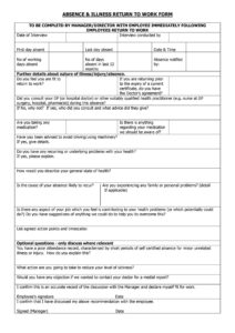 49 Best Return To Work Work Release Forms TemplateLab