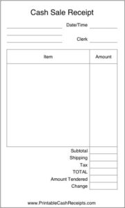 Cash Sale Receipt Invoice Template Word Receipt Template Label