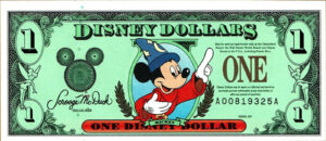 Disney 1997 AA 1 One Dollar Sorcerer Mickey 25th Anniversary